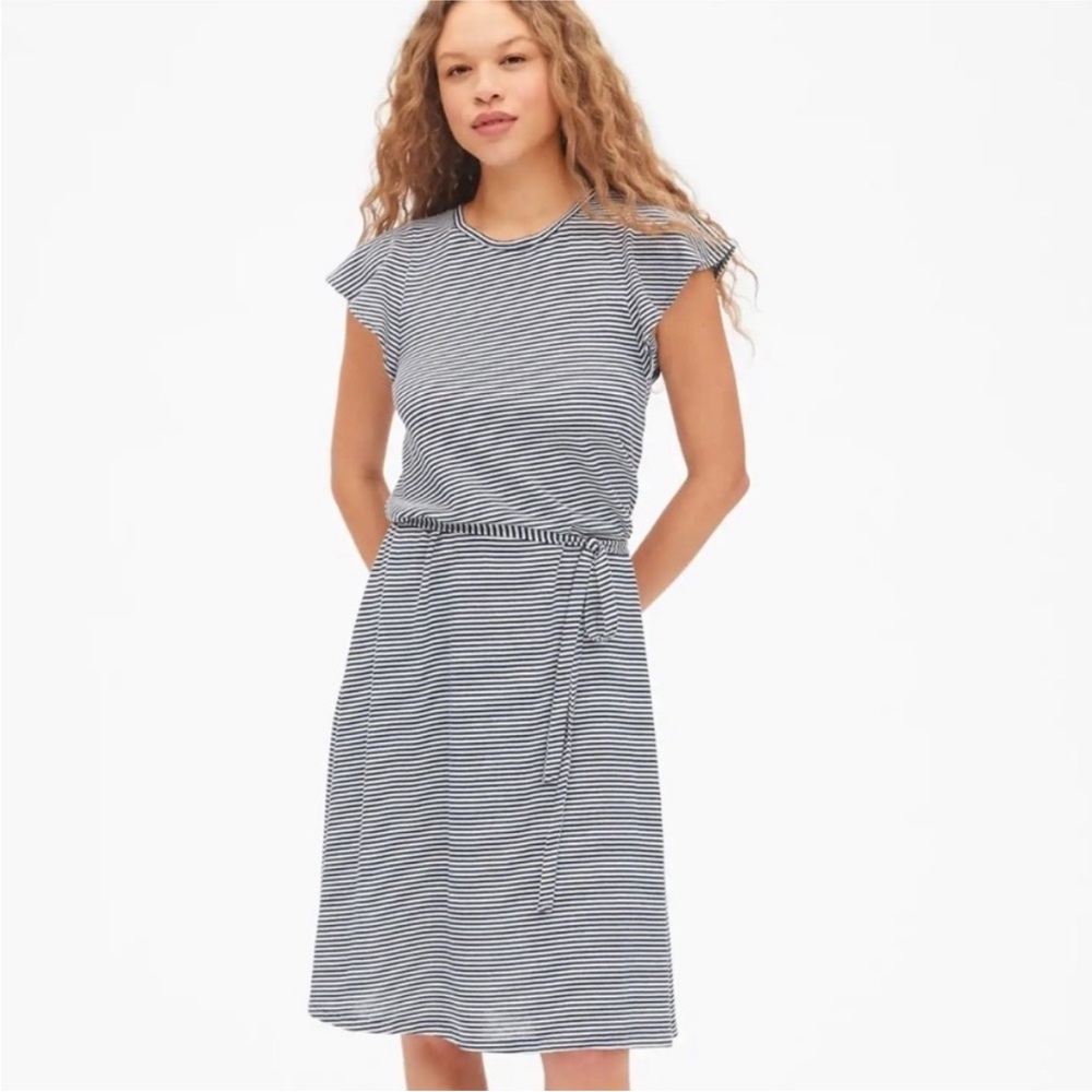 GAP Black and White Striped Midi Dress size small